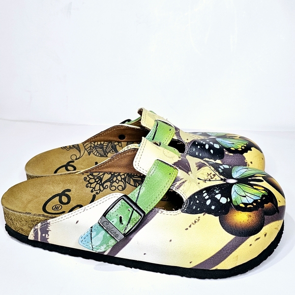 Calceo Butterfly Clogs Cork Comfort Vegan Leather - Picture 3 of 7
